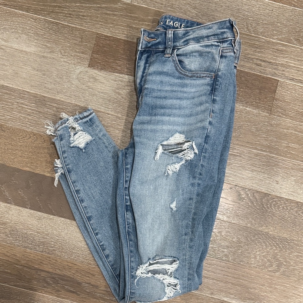 American Eagle Distressed next level stretch hi rise Jeggings